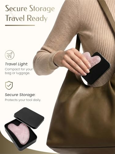 Pink Stone Gua Sha Facial Tools, Guasha Tool for Face Acupuncture Therapy Trigger Point Treatment, Gua Sha Scraping Massage Tool - color: Pink
