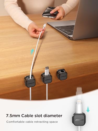 9 Pack Magnetic Cable Clips [Cable Smooth Adjustable] Cord Holder, Under Desk Cable Management, JOYROOM Adhesive Wire Holder Keeper Organizer for Home Office Desk Phone Car Wall Desktop Nightstand - color: 9-Pack