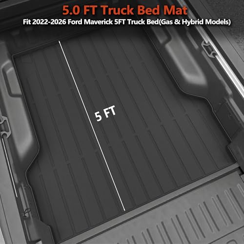 KARPAL Floor Mats for 2022-2025 2026 Ford Maverick Hybrid (Not Fit Gas) | All Weather TPE Custom Fit Ford Maverick Hybrid Accessories 1st&2nd Row Floor Liner & Bed Mat Full Sets - style: 2022-2026 | For Ford Maverick Hybrid | 1st & 2nd Row & Cargo