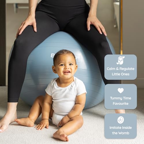 BABYGO Birthing Ball - Pregnancy Yoga Labor & Exercise Ball & Book Set Trimester Targeting, Maternity Physio, Birth & Recovery Plan Included Anti Burst Eco Friendly - color: Mist, size: 65cm - Manual