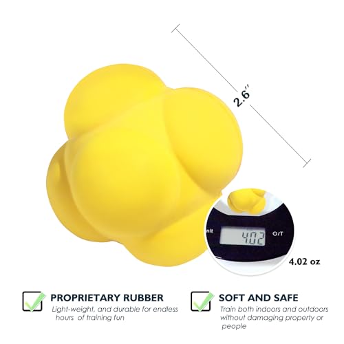 GSE Games & Sports Expert Sports Reaction Balls, Reactivity Ball for Field Training, Agility Trainer for Baseball, Rubber Bounce Balls for Hand-Eye Coordination & Speed Reflex Training - color: Orange,White,Yellow, style: 3-Pack