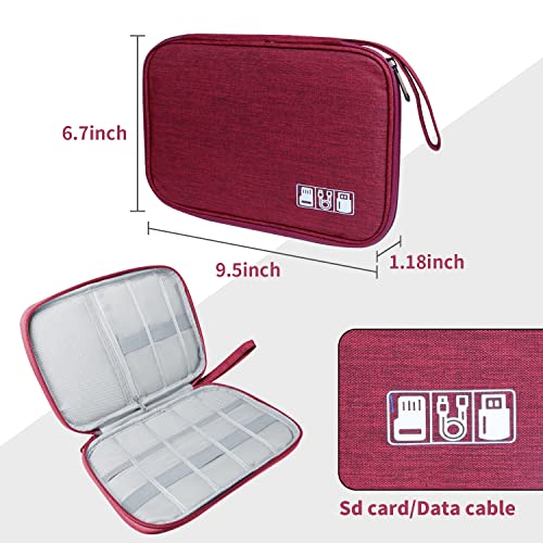 Lcsmaokin Electronics Travel Organizer,Portable Waterproof Electronic Travel Storage Bag for Small Charging Cord Storage,Charger,Small Electronics,SD Card etc,for Travel,Business -Wine Red - color: A-Wine Red, size: Single Layer