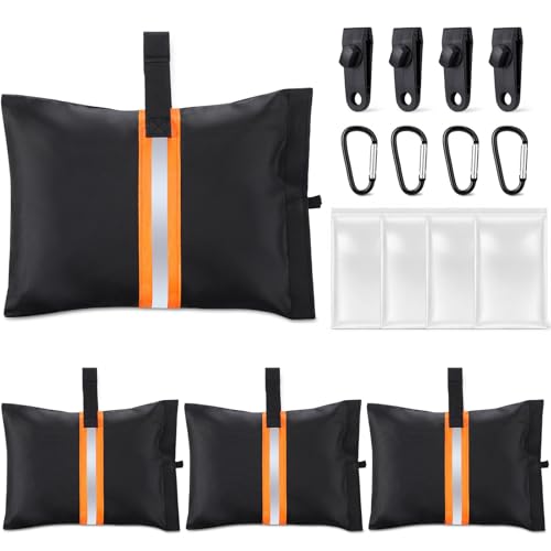 TOBWOLF 4Pack Reflective Boat Cover Sand Bags, Windproof 600D Marine Oxford | Tear-Resistent, Sandbag Mooring Kit, Tarp Clip to Keep Boat Cover On, Fits for Boat, Trailer, RV Cover & Outdoor Tarp Weights - color: 4PCS - Black Reflective Boat Sandbags