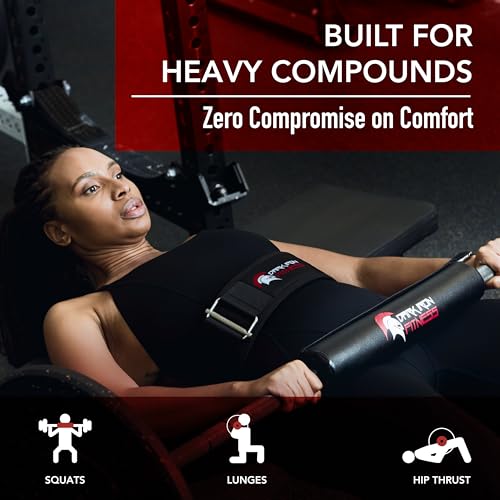 Dark Iron Fitness Barbell Pad w/Extra Thick Foam Padding, Non-Slip Hook and Loop Closure for Olympic Bars Weight Training Shoulder & Neck Protection Support, for Squats Hip Thrusts Lunges - color: Drop It Like A Squat