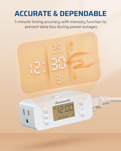 DEWENWILS 24 Hour Programmable Digital Timer Outlet, 2 Pack Timers for Electrical Outlets, Indoor Light Timers for Lamp Fan Aquarium, 2 Grounded Outlet, 125V/15A Resistive/1000W Tungsten, 3 Prong - color: 24hour, size: 2pack