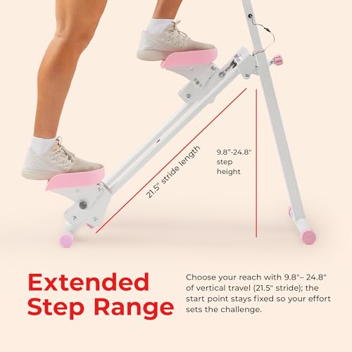 Sunny Health & Fitness Stair Stepper for Home, Smart Foldable Stair Climber