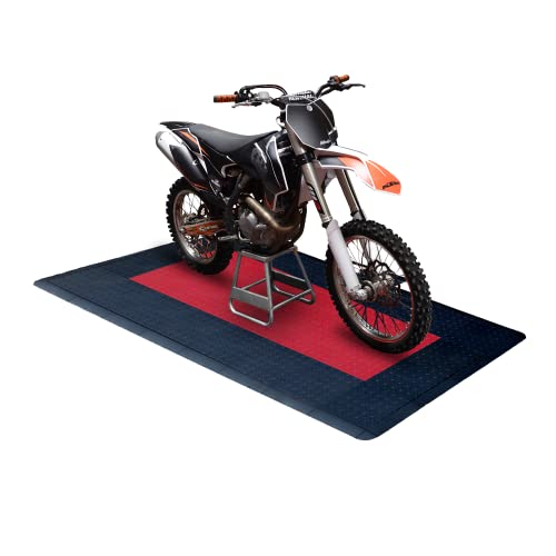 Speedway Garage Floor Mat Kit for Motorcycle, Small, Black/Red - color: Black/Red, size: Garage Kit - Motorcycle