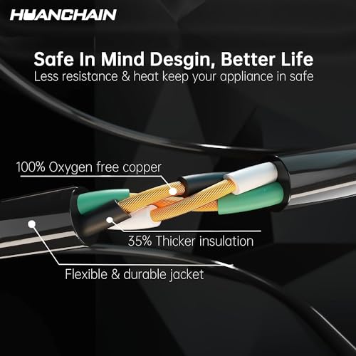 HUANCHAIN Indoor Outdoor Black Extension Cord 15 ft Waterproof, 16/3 Gauge Flexible Cold-Resistant Appliance Extension Cord Outside, 13A 1625W 16AWG SJTW, 3 Prong Electric Cable, ETL - color: Black with Hook, size: 15FT, style: 16/3 Extension Cord