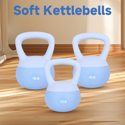 Leikefitness Soft Kettlebells,Weights for Women and Men,Home workout. | Color Coded Anti Slip Grip Kettlebell,Cushioned Impact-Resistant Base,Wide Handle Design - color: BLUE, size: 15 pounds