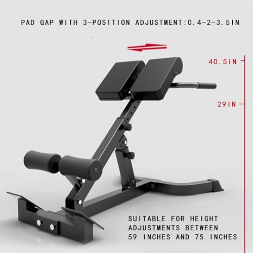 Adjustable Hyperextension Bench, Foldable Roman Chair, Back Extension Equipment, Black, Home Gym Workout