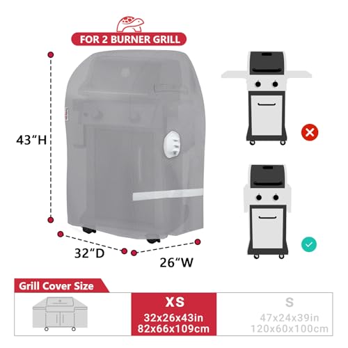 Turtle Life BBQ Grill Cover, 32 Inch Heavy Duty Waterproof 2 Burner Barbecue Gas Grill Covers for Weber Spirit Char-Broil Performance, Gray - color: Gray, size: EVO-32in