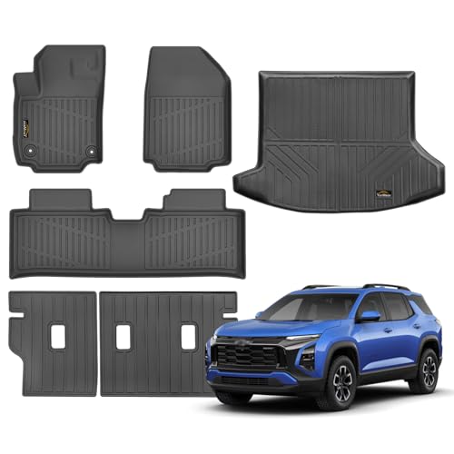 Floor Mats Custom Fit for Chevy Equinox 2025 2026 Fuel (Non EV) Trunk Mat with Backrest Mat All Weather TPE Cargo Liner Full Set for Chevrolet Equinox Accessories, Black - size: For Chevy Equinox 2025-2026 Floor Mats Full Set