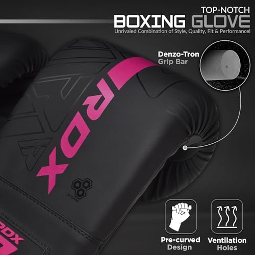 RDX Boxing Pads and Bag Gloves Set, Maya Hide Leather Kara Hook and Jab Training Pads, Curved Focus Mitts for MMA, Muay Thai, Kickboxing Coaching, Martial Arts, Punching Hand Target Strike Shield - color: PINK