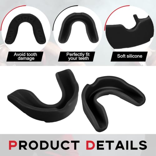 BBTO 20 Pcs Football Mouthguards Bulk | Youth & Adult Mouth Guard No Boil Mouthpiece Adult Youth Braces Soft Mouth Guard for Lacrosse Basketball Hockey Wrestling - color: Black, size: L