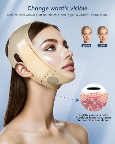 Reusable V Line Silicone Face Strap, Soft Silicone Chin Strap for Women 23-27 Inches yellow - color: Bronce