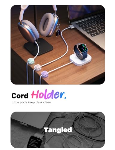 Cable Clips,12 Pack Cord Holder Cord Organizer [1s Lock & Strongest Adhesive] Spring Cord Clips Phone Charger Wire Desk Cable Management Nightstand Home Office School Decor Women Cute Desk Accessories - color: Pink/Green/Purple/White, size: 12 Pack