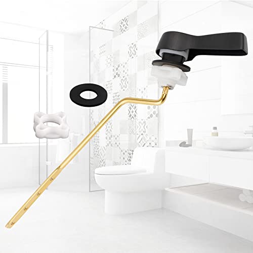 Hibbent Universal Metal Side Mount Toilet Handle Replacement Kit, Brass Toilet Flush Tank Lever with Stainless Steel Flapper Chains for Most Toilets, Oil-Rubbed Bronze - color: Oil Rubbed Bronze, style: Side Mount