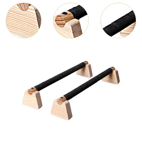Qianly 2 Pieces Push Up Bar Wooden Parallettes Bar for Men Women Portable Sturdy Structure Push Up Stand for Exercise Floor Workout, 50CM