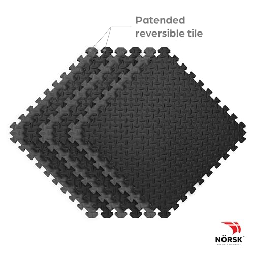 NÖRSK Duräflex Medium-Duty Reversible Interlocking Foam Floor Tiles, Diamond Plate Texture, Black/Blue, 24 X 24 X .47 in., 6-Pack (24 sq. ft.) (Black/Gray, 0.79" Thick) - color: Black/Gray, size: 0.79" Thick