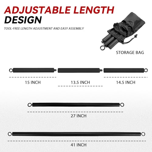 Resistance Band Bar, Adjustable from 27" to 41", Portable Pilates Bar, Resistance Training Straight Bar, Home Gym Fitness Workout Bar