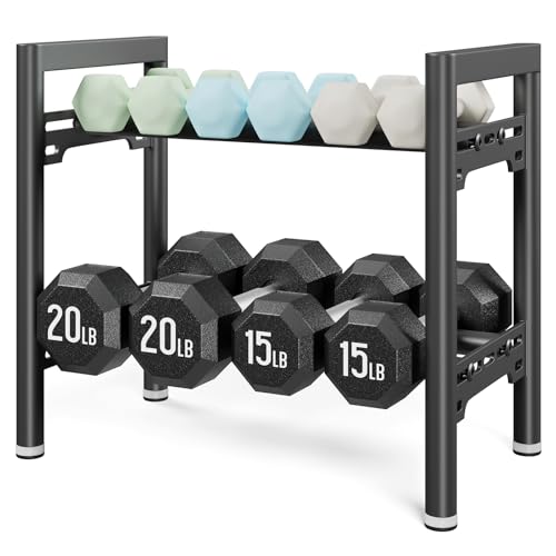 Upgraded Dumbbell Rack, 600LBS | 250LBS Heavy Duty Weight Rack for Home Gym, Weight Rack for Dumbbells & Kettlebells Organizer (Rack Only) - size: 2 Tier