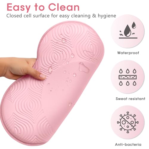 2 Pack Yoga Knee Pads Mat Set - Extra Thick Foam Kneeling Pad Cushion for Knees, Elbows, Wrists, Head - Yoga Essentials for Women Men, Non-Slip Pilates, Meditation, Floor Workouts - color: pink