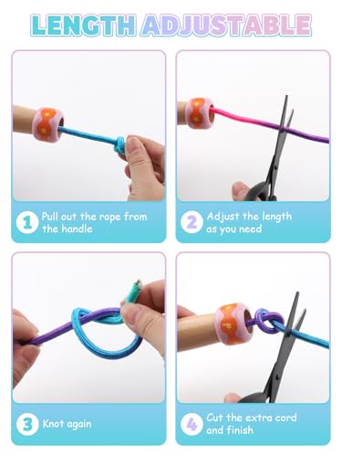 Jump Rope for Kids, Lorvain Adjustable Skipping Rope, Kids Jump Ropes with Wooden Handle for Girls Boys, Weighted Jumping Ropes for Fitness Workout Exercise Outdoor Fun Activity - color: Pink Rainbow-1pc