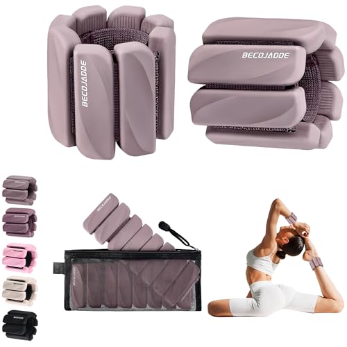 BECOJADDE Ankle Weights Set of 2 (1 lb/2 lb Each) for Women Men Adjustable Wrist Bracelet for Home Gym Weighted Bangles Wristbands Leg Arm Weights for Walking Swimming Running Pilates Yoga Gym - color: Rose Pink, size: 2 Lb Pair (1 Lb Each)