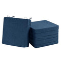 Outdoor Chair Cushions, Water-Resistant & Fade-Resistant, Patio Furniture Seat Replacement Chair Pads with Ties Zipper, Removable Cover, Non-Slip Bottom, Set of 6, 17 x 16 Inch, Navy Blue - color: Navy Blue, size: 17" x 16" 6 Pack