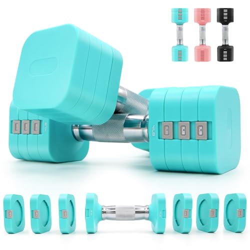20LBS Adjustable Dumbbell Set, 4 in 1 Free Weights Dumbbells Set for,4lb 6lb 8lb 10lb, with Metal Non Slip Handle，Quick Change，Home Gym Strength Training Equipment for Men and Women - color: Blue