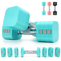 20LBS Adjustable Dumbbell Set, 4 in 1 Free Weights Dumbbells Set for,4lb 6lb 8lb 10lb, with Metal Non Slip Handle，Quick Change，Home Gym Strength Training Equipment for Men and Women - color: Blue
