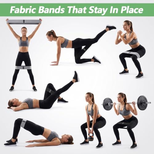 10 Pcs Fabric Resistance Bands for Working Out, Non Slip Fabric Elastic Leg Bands for Exercise, Booty Bands for Women Men, Hip Thigh Glute Bands Set for Squat Stretch Yoga (Black & Light Gray)