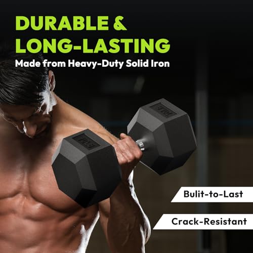 Hex Dumbbell Sets, 90-640 lb Rubber Encased Exercise & Fitness Dumbbells Set, Hand Weight for Strength Training, Weight Dumbbells - size: 120 lb Set (Pair of 15, 20, 25 lb)