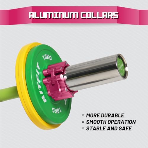 RitFit 2-Inch Magnetic Barbell Collars Locking Clamps - Heavy Duty Aluminum Alloy, Quick Release with Non-Slip TPR Pads for Olympic Weightlifting Powerlifting Training (Pair) - color: Pink