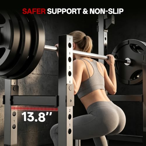 PASYOU Adjustable Squat Power Rack for Home Gym | Adjustable Free Weight Racks, Dual Steel Frame, Push-up Handles, with Dumbbell Storage, Heavy Strength Training for Home Gym - color: Silver