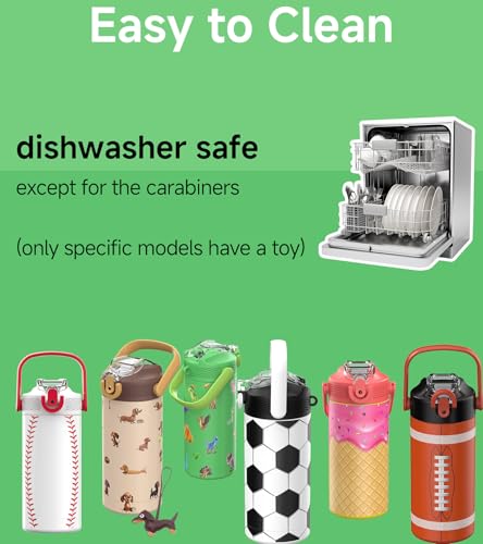 MYFOREST 14oz/400ml Insulated Kids Water Bottle, Odor-free Liner, 3D Touch | No Plastic Taste, Surgical Steel - No Chemical Leaching, Name Spot, Soft Sipper, Gift for Dino Fan, DinoCraft: Chibi - color: DinoCraft: Chibi