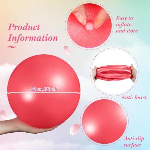 Aoriher 10 Pack 9 Inch Small Pilates Ball Bulk Mini Exercise Ball Portable Non-Slip Workout Yoga Balls with Air Pump for Stability, Barre, Fitness, Balance, Physical &Core, Gym Home Office Use - color: Fresh color