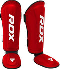 RDX Shin Guards Kickboxing Muay Thai, SATRA SMMAF Approved, Premium Maya Hide Leather, Leg Instep Protection Pads, MMA Martial Arts Kicking Sparring Training Gear, BJJ Karate Boxing Taekwondo, Black - color: Red, size: Medium