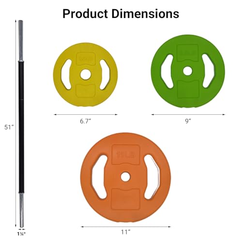 40 LBS Adjustable Barbell for Lifting, Barbell Weight Set with Round PU Coated Plates & 51 Inch Bar, Cardio Pump Set, Adjustable Free Weights for Home Gym Strength Training - color: Multi-color-Round-40LB