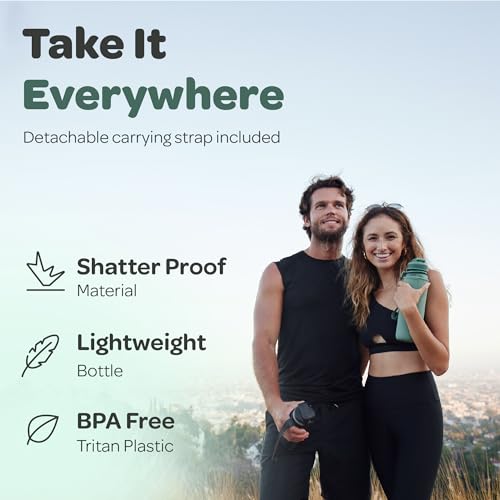 Hydracy Motivational Water Bottle with Time Marker & Fruit Infuser 32 oz | BPA-Free Tritan, Leakproof Flip-Top Lid,No-Sweat Sleeve,Carry Strap,Daily Intake Tracking for Gym,Sports,Outdoors - color: Moonlight Green, size: 32 Ounces