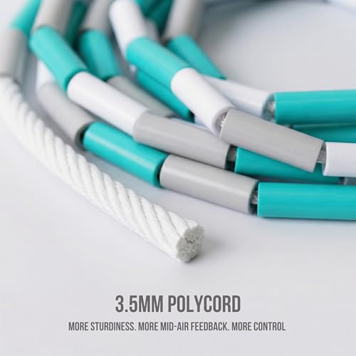 Pro-Grade Beaded Jump Rope for Beginners - color: WHITE/TEAL/GREY