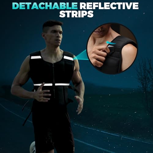 Adjustable Weighted Vest Men Women, 20lb/30lb/40lb Soft Silicone Blocks, Machine Washable | Reflective Strip, Strength Training Weight Vests Slim Under Jacket for Walking Running Rucking Gym Hiking - size: 2-30 LBS