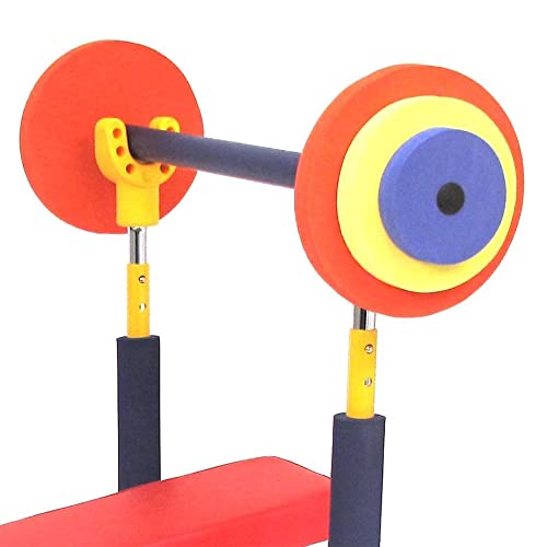 Redmon Fun & Fitness for Kids Adjustable Weight Bench Press Set w/ Barbell & Foam Weights | Barbell & Foam Weights