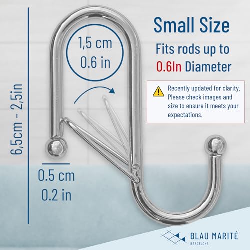 10-Pack Metal S Hooks for Hanging – Heavy-Duty S-Shaped Hooks with Safety Buckle – Fits Bars up to 0.6 In – Anti-Drop Hook for Kitchen, Pot Racks & Towel Bars – Silver (Small) - color: Silver, size: Small - 0.6In Diameter