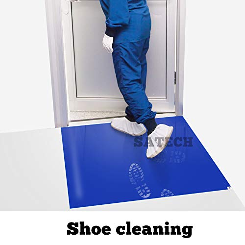 SATECH Sticky/Tacky/Adhesive Mat 18" x 36" Blue (Case of 4 Mats,30 Sheets Each) for Cleanroom Laboratory Hospital Construction Pets - color: Blue, size: 18" x 36"