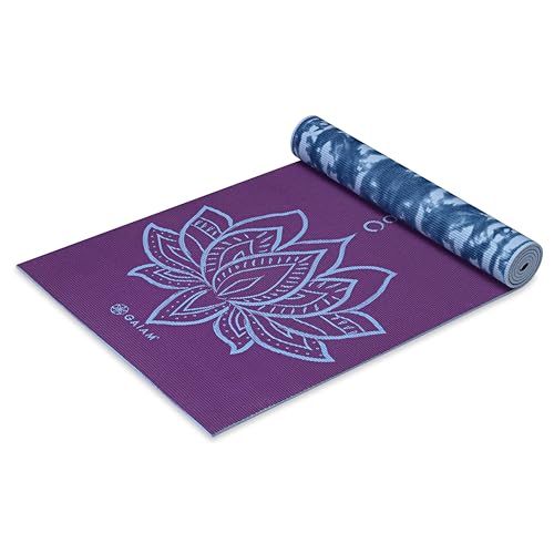 Gaiam Yoga Mat - Premium Print Reversible Extra Thick Non Slip Exercise & Fitness Mat for All Types of Yoga, Pilates & Floor Workouts - color: Purple Lotus
