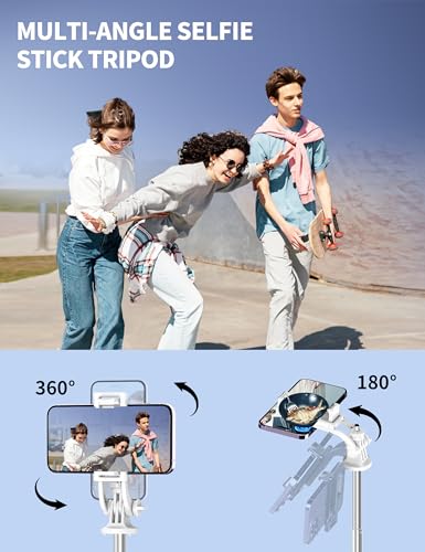 71" Selfie Stick, Smartphone Tripod Stand All-in-1 with Remote, Travel Tripod for iPhone, Extendable Cell Phone Tripods for Selfie/Video Recording/Photo/Live Stream/Vlog - color: White, size: B-[70.47Inch＆Upgraded Aluminum Pole]