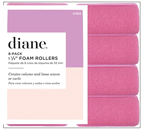Diane Foam Rollers, Pink, 1 1/4" - size: 8 Count (Pack of 1), style: 1.25” pink