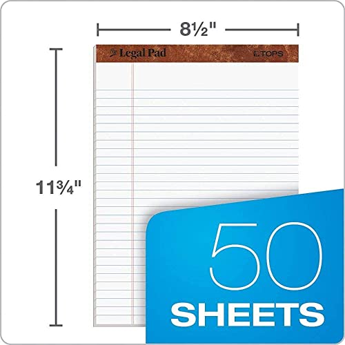Tops 8.5 x 11 3/4 Legal Pads, The Legal Pad Brand, Wide Ruled, White Paper, 50 Sheets Per Writing Pad, Made in the USA (7533) 12 Count (Pack of 6) - size: 8-1/2 x 11-3/4 (Pack of 6)