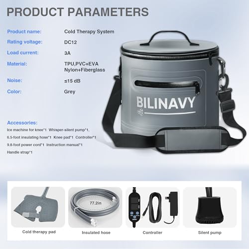 Cold Therapy Machine, Portable Ice Therapy Machine for Knee After Surgery with Programmable Timer & Flow Rate, Quiet Pump, Knee Pad, Cold Therapy Unit for Long-Term Relief and Recovery, Light Gray - color: Light Gray